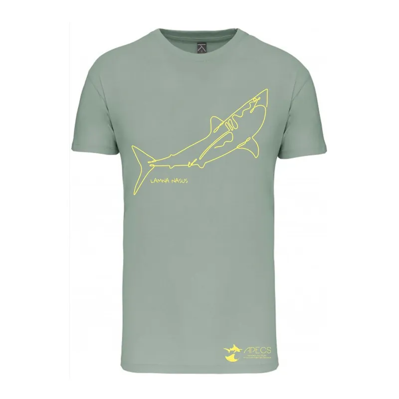 T-shirt homme à col rond requin taupe