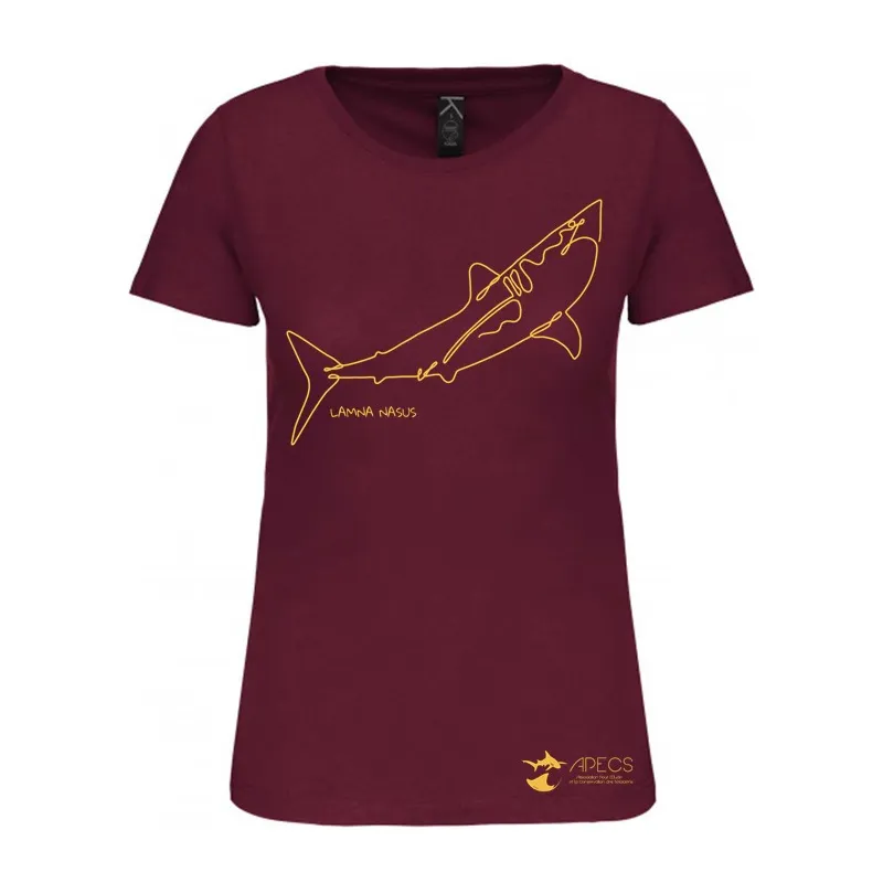 T-shirt femme à col rond requin taupe