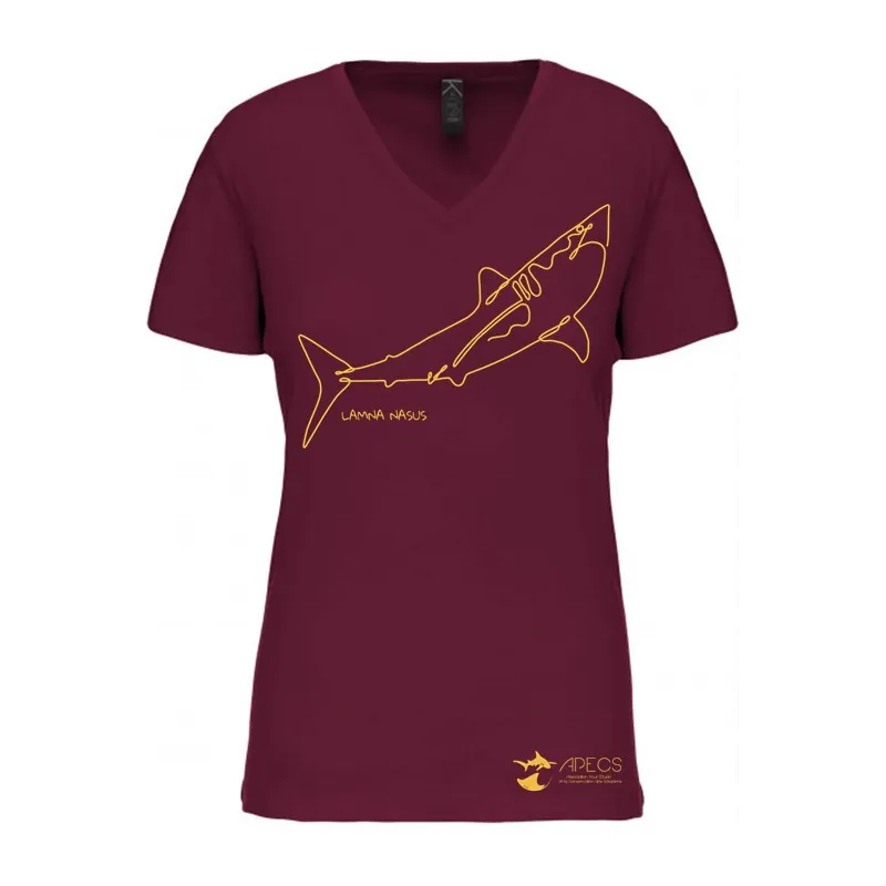 T-shirt femme à col V requin taupe