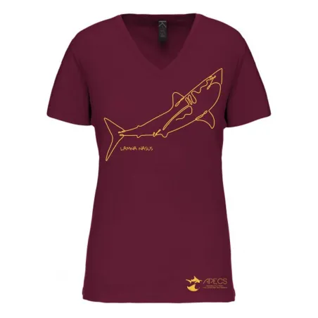 T-shirt femme à col V requin taupe